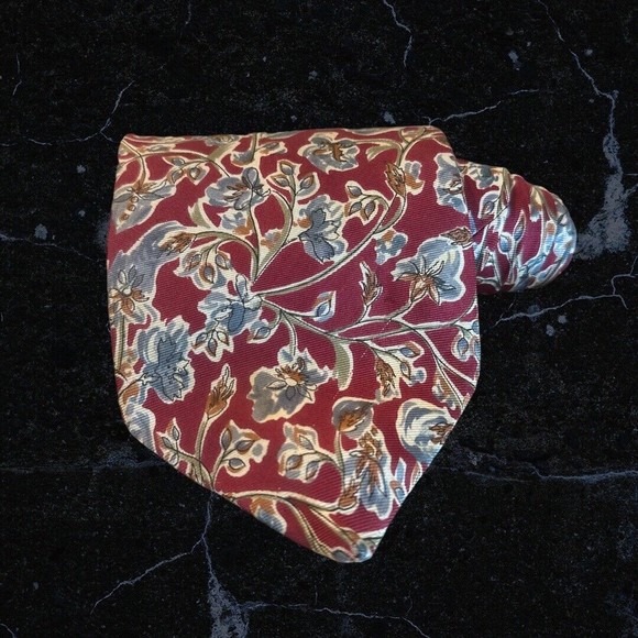 Morgan Hart MENS Neck Tie Red Floral 100% Silk Vintage Made In USA Gorgeous - Picture 1 of 4